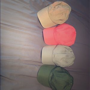 Clean, barley worn blank ball caps.